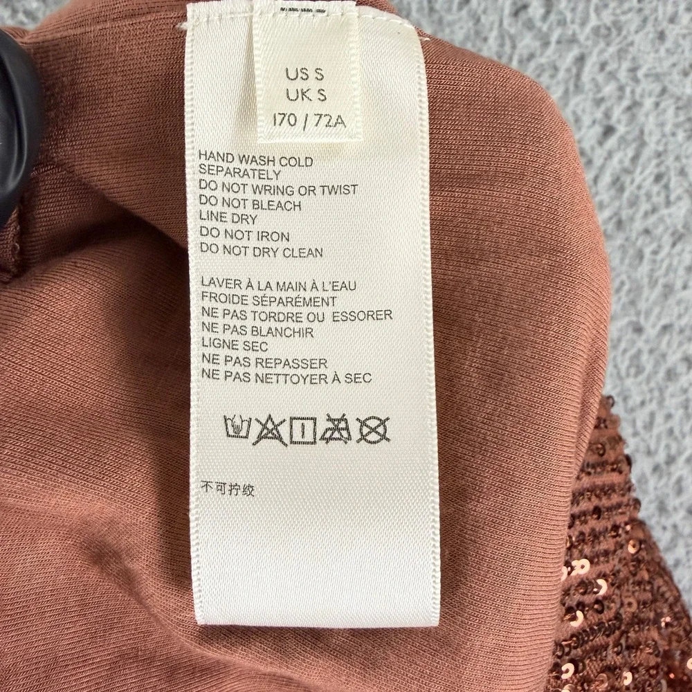Free People Sequin Jogger Pants Womens Small Brown Copper High Rise Pleated Crop